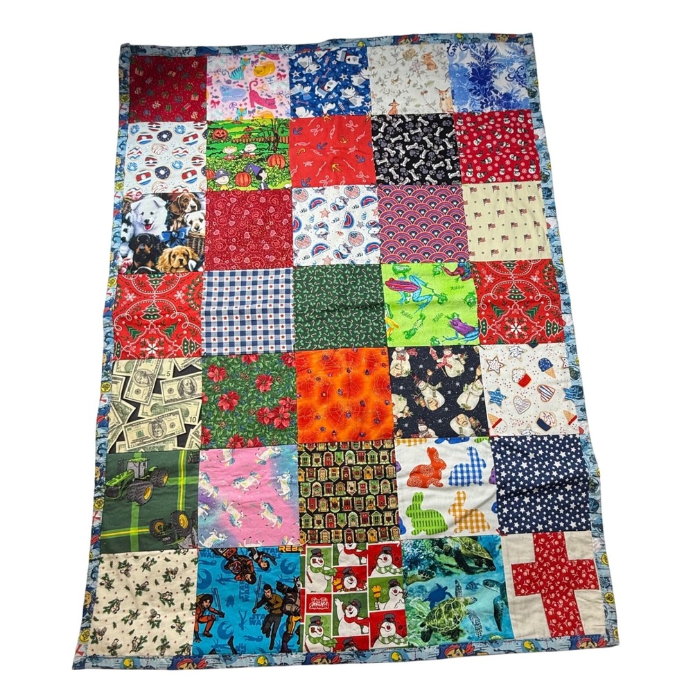 Handmade Patchwork Quilt Throw Blanket halloween Dogs‎ Money Christmas